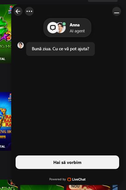 Contactează suportul Bilion Casino prin chat live disponibil non-stop