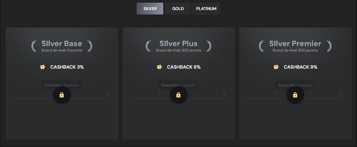Obține cashback de până la 9% prin programul VIP cu niveluri Silver, Gold și Platinum